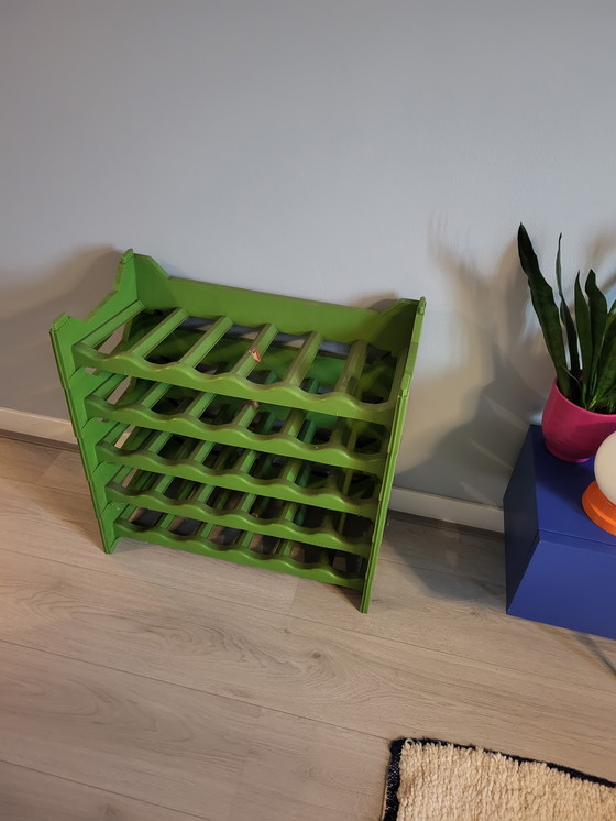 Image 1 of Space - Age Retro botellero apilable verde , 5 piezas - 70s