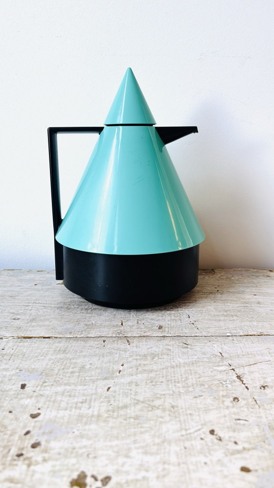Thermos Emsa Rio degli anni '80 con caratteristico design conico 'Memphis' in turchese e nero (foto 6 di 10)