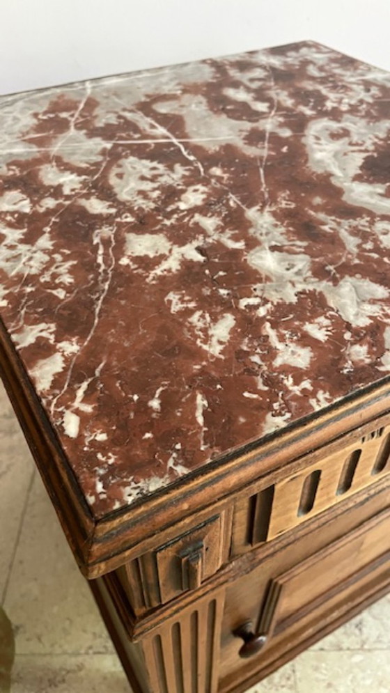 Image 1 of TABLE de Chevet Ancienne Bois et MARBRE