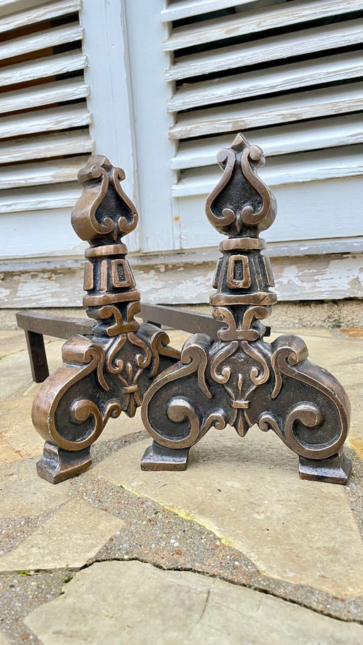 Pair of Vintage Solid Brass Fire Dogs – kandelaars en kaarsen, Cast Iron (photo 2 of 36)