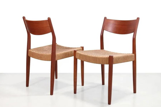 Set of four teak and papercord Marten Franckena chairs for Fristho – Dining chairs, Scandinavian (photo 8 of 8)