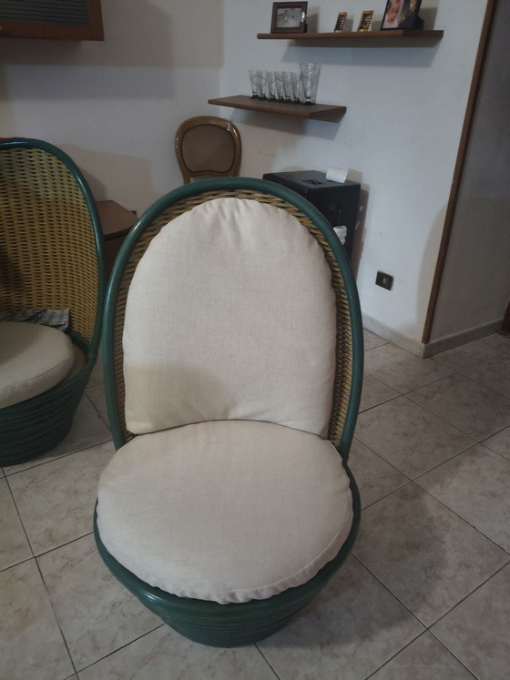 Poltrone vintage buono stato 4, robert rattan, Set da salotto, Bambù, Verde (foto 2 di 6)