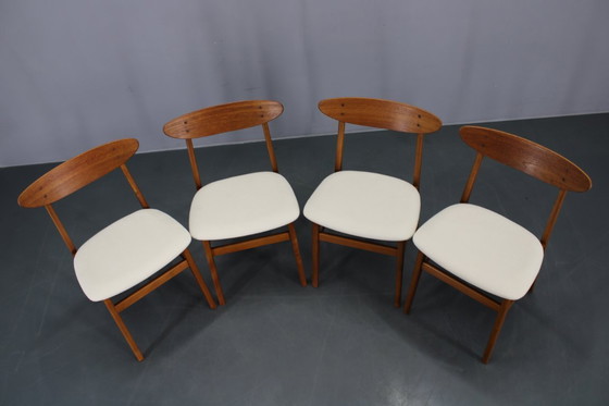 Image 1 of 1960er Satz von fünf restaurierten Teakholz-Esszimmerstühlen von Fastrup, Dänemark
