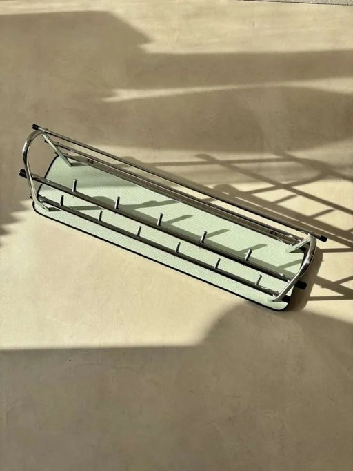 Mint green wooden coat rack mid-century design