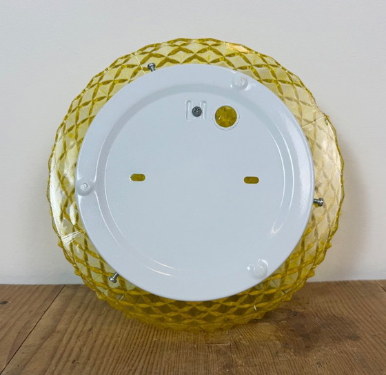 Vintage Glass Wall or Ceiling Light, 1970s, Metal, Yellow (photo 12 of 14)