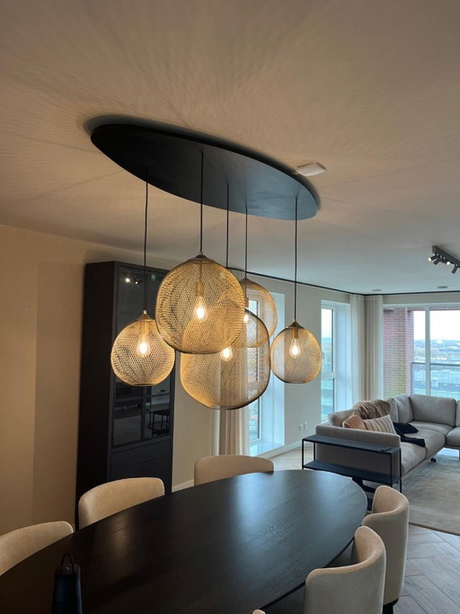 Lampada a sospensione marocchina a 5 lampadine, colore oro