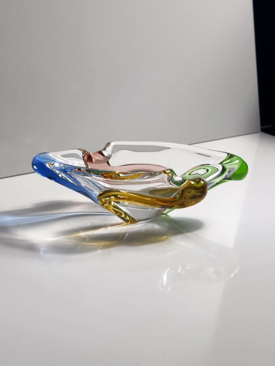 Image 1 of Ciotola in vetro ceco vintage František Zemek modello Rhapsody Sklo Union Swirl anni '50 metà secolo CZ