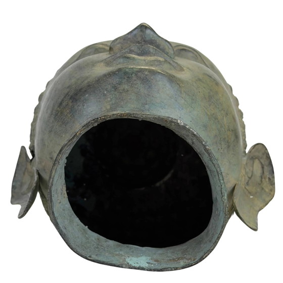 Patinated Bronze Buddha Head in U Thong Style – Thai Art 27 cm – Sculpture (photo 10 of 10)