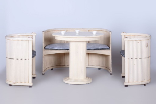 Conjunto de asientos Art Nouveau restaurado, de H.G. Reinstein, madera de haya, Austria, década de 1910. (photo 2 of 54)