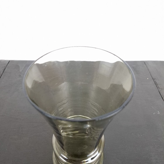 Vintage Copier Art Deco vase 1930s ribbed smoked glass, Brown (photo 4 of 7)