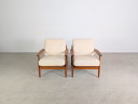 Originele set van 2 fauteuils uit het midden van de vorige eeuw, teakhouten relaxfauteuil, vintage 1960.