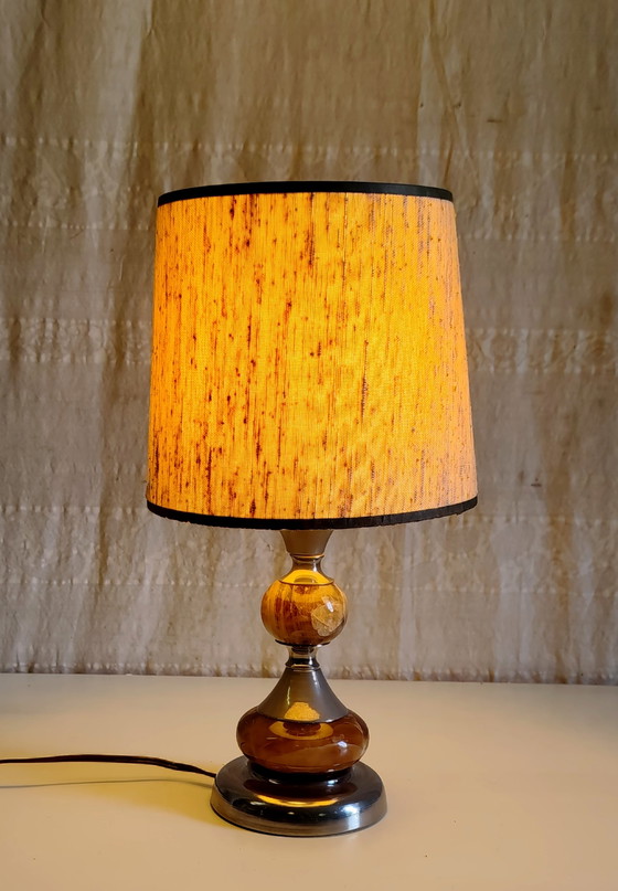 Table Lamp Base in Onyx and Chrome-Plated Metal - 1970s (photo 4 of 8)