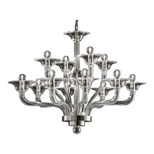 Modern Transparent Linear Murano Glass Chandelier