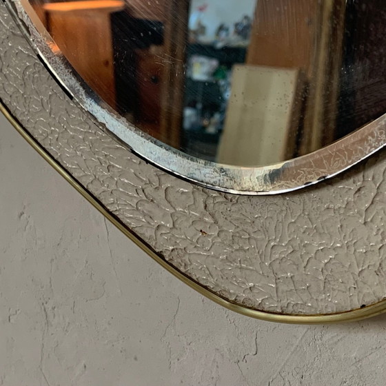 Asymmetrical gold wall mirror rearview mirror – Crystal, Vintage (photo 6 of 7)