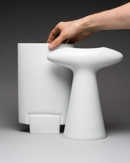 Dúo de jarrones XL de porcelana Rosenthal vintage Michael Boehm DEBUT + Platt&Young SPIRIT