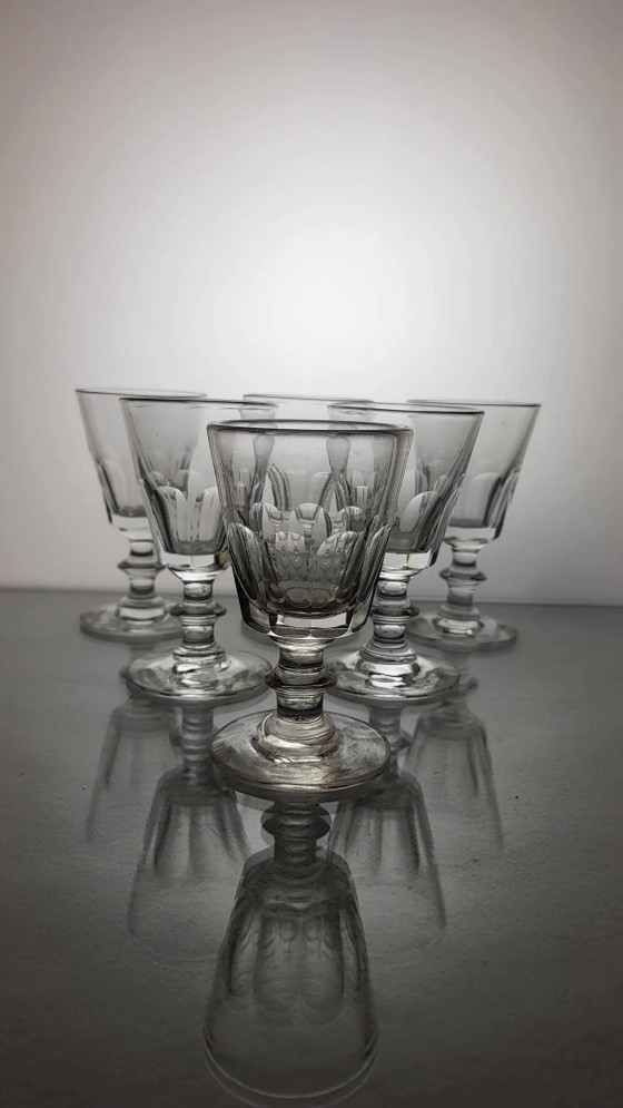 6 Weingläser im Baccarat-Stil, Modell Caton / 19. Jahrhundert – Gläser & Karaffe, Crystal, Glass (photo 6 of 6)