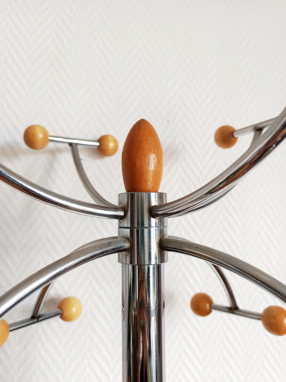 Image 1 of Portemanteau space age chrome et bois 197O 