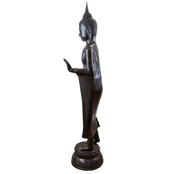 Lifesize Bronze Walking Buddha – 117 cm – Sculpture (photo 5 of 11)