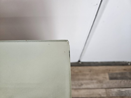 Image 1 of Vintage six-drawer mahogany burl dresser with glass top, 1960