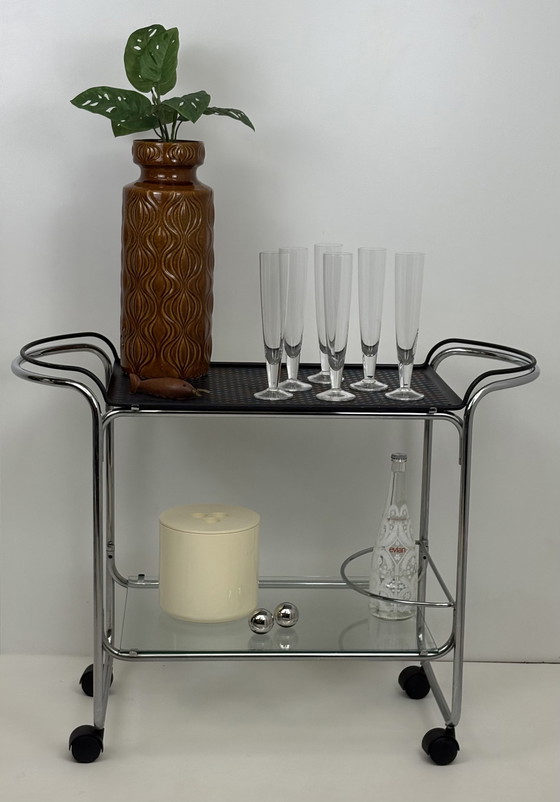 Image 1 of Carrello di servizio / carrello / carrello porta bevande in metallo con struttura in tubo d'epoca