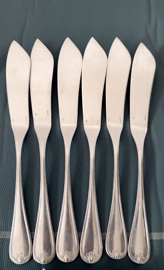 Image 1 of Elegant 24-piece fish service – Marot Bérain pattern in silver-plated metal
