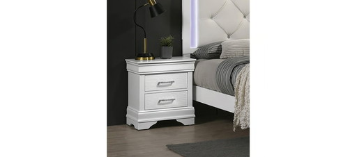 White Nightstand: Modern Bedside Table with Drawers