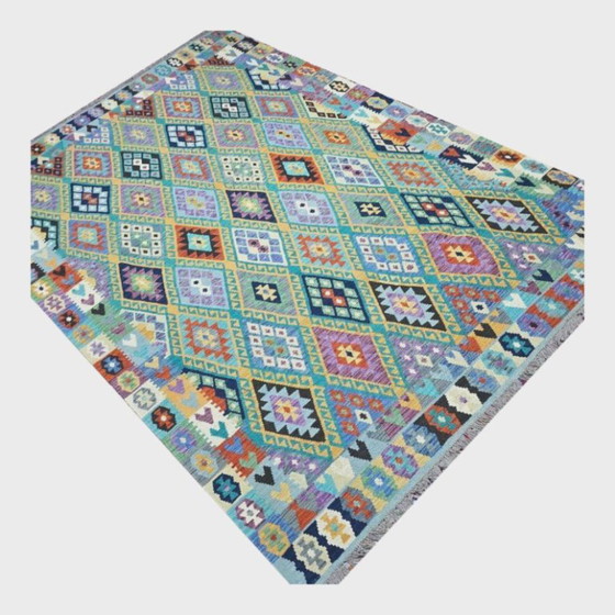 Handgeweven wollen kilimtapijt | Traditionele Afghaanse kilim | Handgemaakt | 300 × 200 cm (118 × 79 inch) (photo 3 of 8)