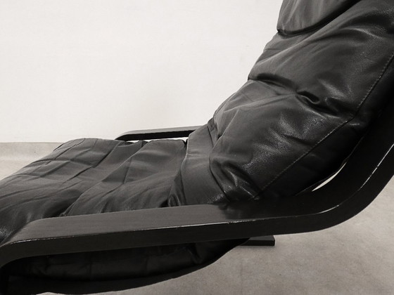 Image 1 of  high-back lounge chair in black leather