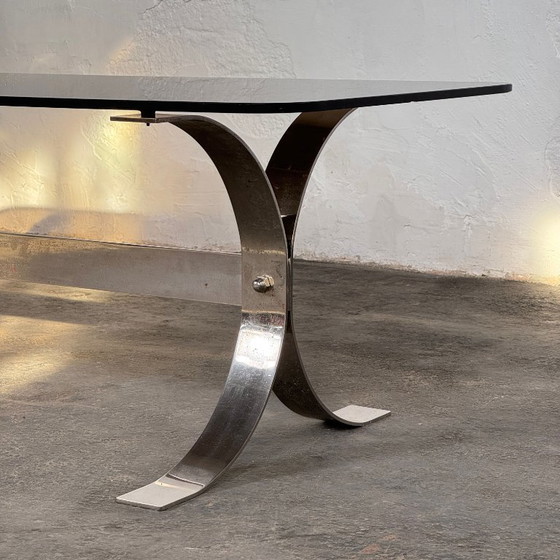 Image 1 of Retro salontafel van staal en glas, jaren 60