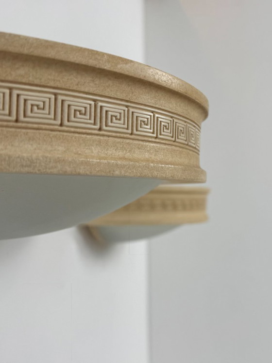 Image 1 of Coppia di applique vintage, gesso beige e vetro smerigliato, Francia, 1970