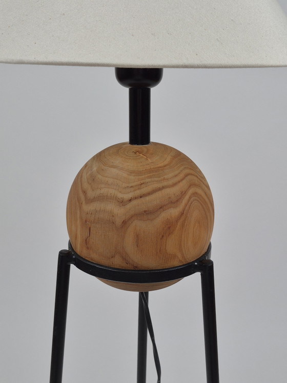 Vintage postmoderne minimalistische vloerlamp van hout en metaal – Vloerlampen, Metal, Wood (photo 3 of 10)
