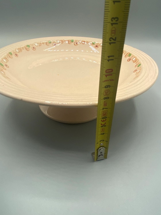 Antieke Longwy Betty Model Compoteschaal – Roze Art Deco Faience – Circa 1925 – Decoratieve objecten (photo 5 of 5)