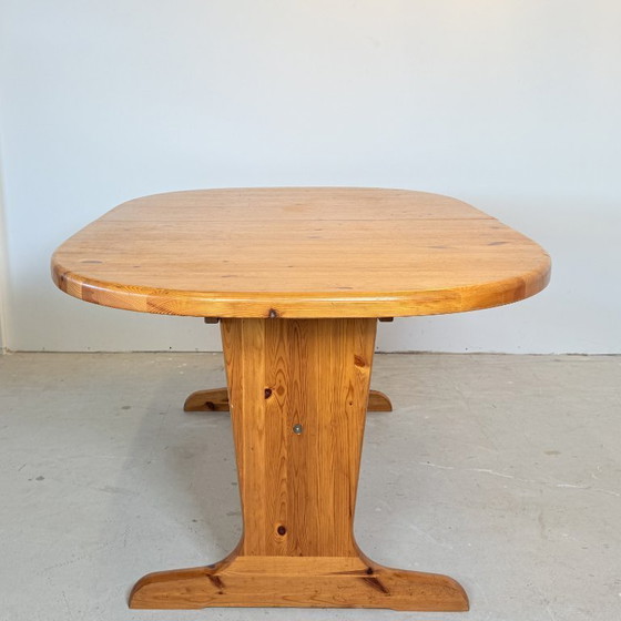 Image 1 of Vintage ovaal grenen tafel met verlengbaar blad