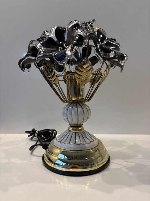 Vintage Floral Table Lamp – tafellampen, Ceramic, Glass (photo 2 of 10)