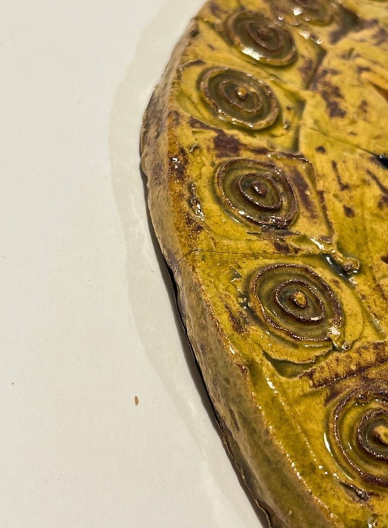 Image 1 of Espejo de pared Sunburst de cerámica esmaltada - Circa 1960 - Al estilo de Mithé Espelt