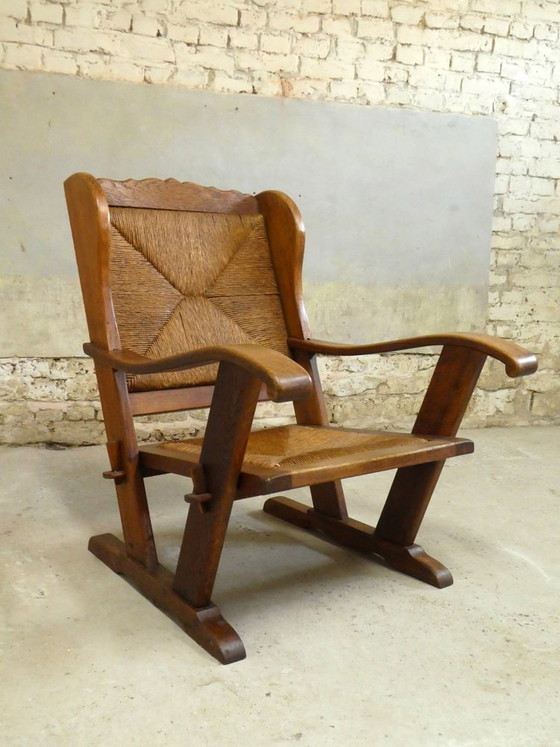 Armchairs in Oak and Straw, France, 1950s, Set of 2 (photo 2 of 5)