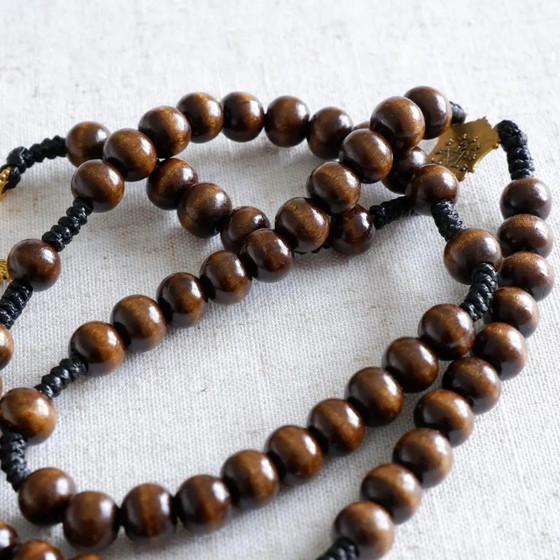 Image 1 of Exclusive Wood Beads, Marian Medal Centre, Durable Handmade Devotional, Catholic Gift
