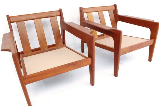 Image 1 of come nuova, 2x Arne Wahl Iversen f. Komfort, poltrona danese in teak della metà del secolo scorso, poltrona vintage, rivestiment