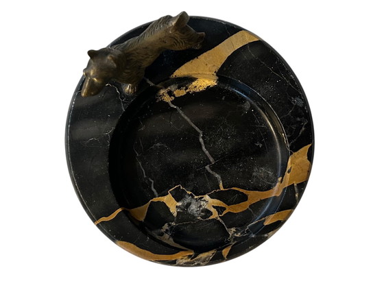 Image 1 of Wiener Bronzehund Scottish Terrier Österreich Marmor Tropfschale Eingangsschublade Wien