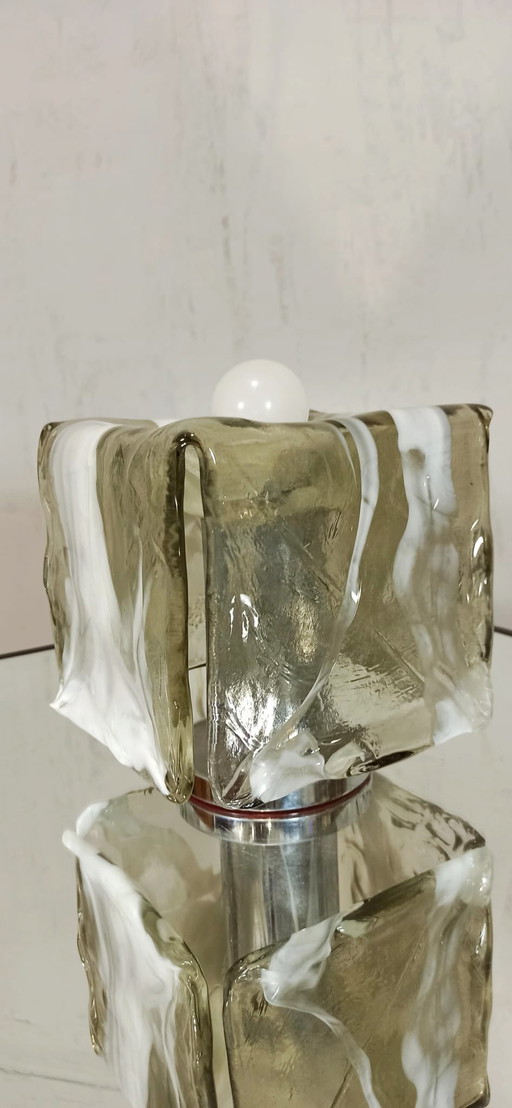 Vintage Murano glazen kubus tafellamp