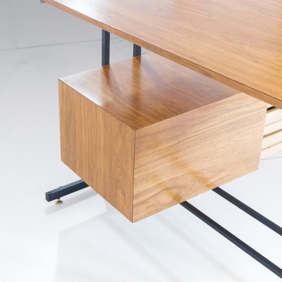 Image 1 of 1x Schrijftafel in mid-century modern stijl, messing en metaal, Italië jaren 1960