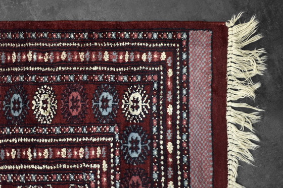 Image 1 of Tappeto orientale Bokhara rosso vintage tessuto a mano, anni '60