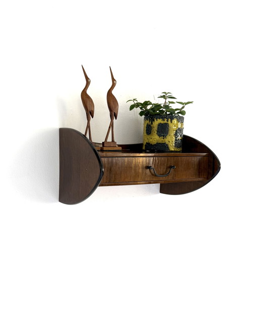 Consolle da parete vintage danese in mogano anni '60