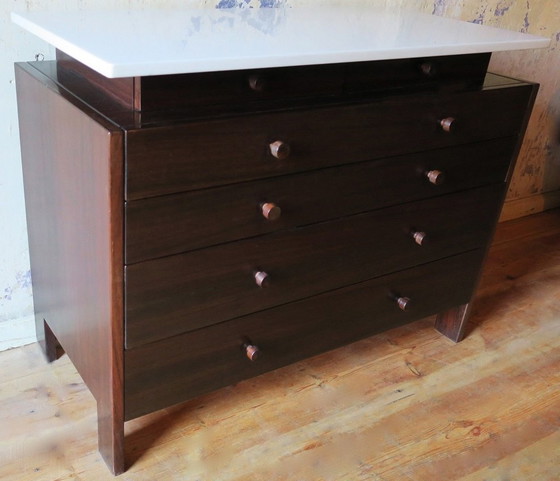 Image 1 of Italian Marble and Mahogany Chest of Drawers, 1960s
