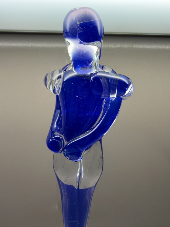 Grote Murano glazen sculptuur “Lovers / Amanti” – blauw & helder – 41,7 cm – Decoratieve objecten, Glass (photo 6 of 15)