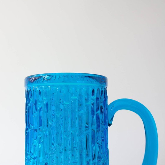 Vintage 1970s IVIMA Blue Glass Jug and Six-Glass Set, Glass & Decanter (photo 9 of 15)