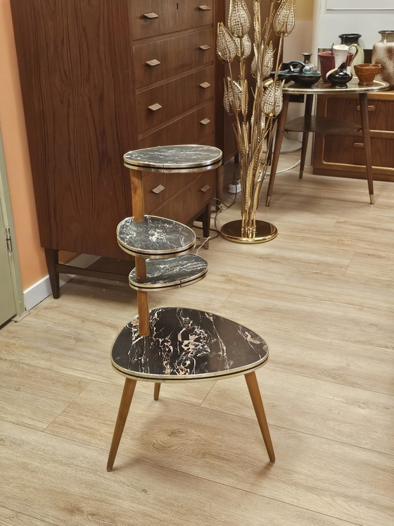 Vintage Plant Table Side Table Small Table Marble – Wood (photo 3 of 10)