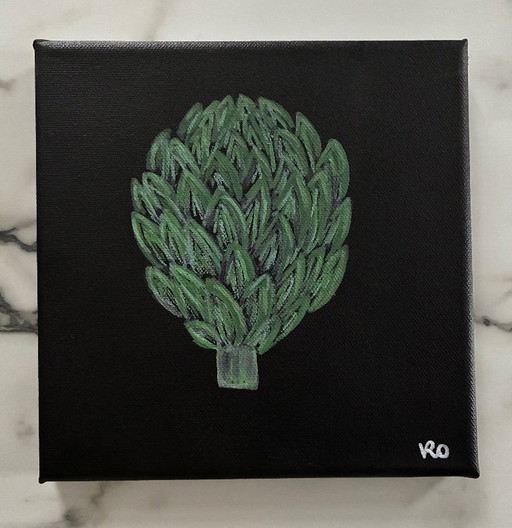 Klein schilderij op canvas, Artisjok