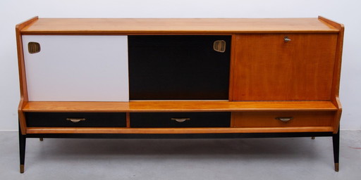 Oswald Vermaercke Sideboard with Black and White Sliding Doors, 1950s for V Form