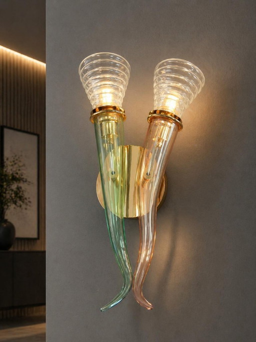 Glaswandleuchte, entworfen von Giuseppe Righetto für Artemide Italien 1980